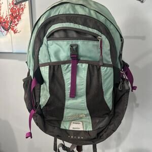 The North Face Recon Backpack Padded Laptop Aqua Blue Turquoise Purple Preloved